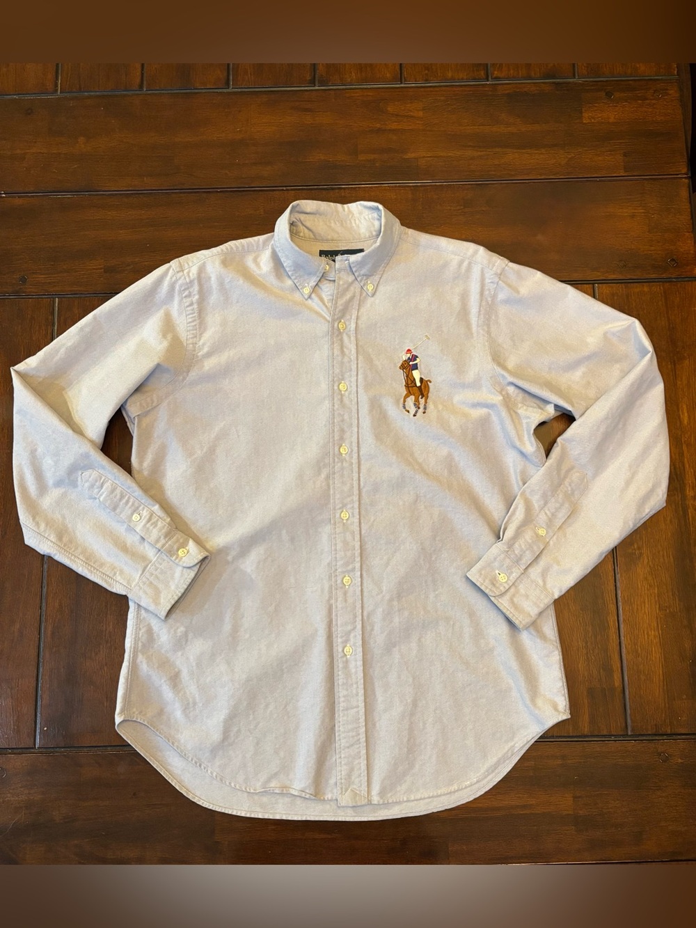 Ralph Lauren Light Blue Button-Down Oxford Shirt Large Polo Player Embroidery M
